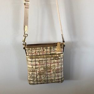 Coach Graffiti Tattersall Gold Metallic Crossbody